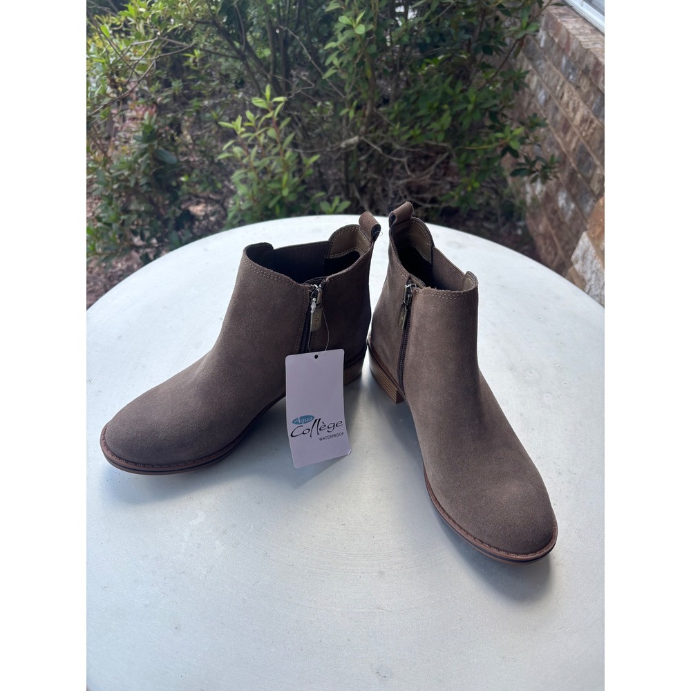 Aqua College Lori Waterproof Suede Ankle Boots Dark Taupe Womens 6 B6382 02C